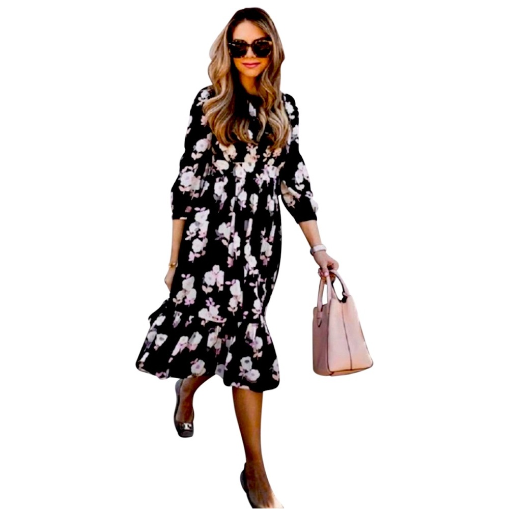 Kate spade silk twill floral midi dress, size 8